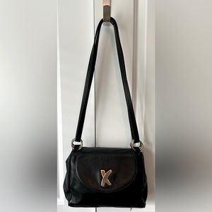 Paloma Picasso Vintage Black Leather Shoulder Handbag